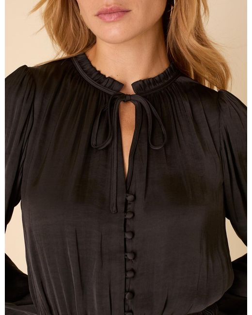 Nobody's Child Black Long Sleeve Pleated Pilar Mini Dress