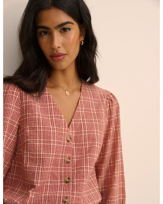 Nobody's Child Orange Check Brooke Blouse