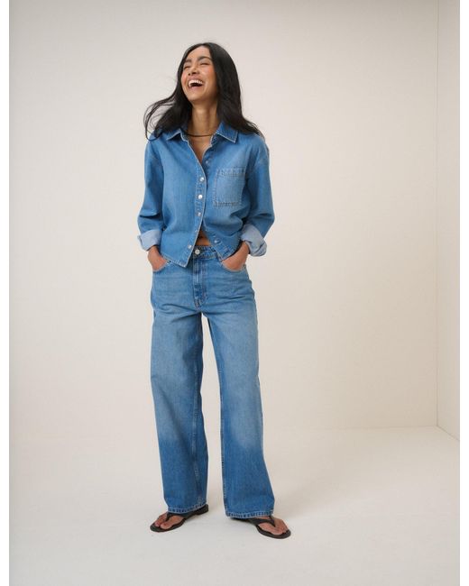 Nobody's Child Blue Wide Leg Stepney Loose Jeans