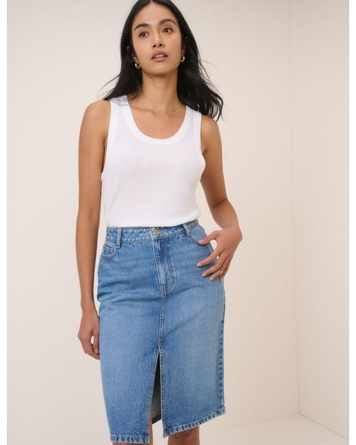 Nobody's Child Blue Denim Midi Skirt