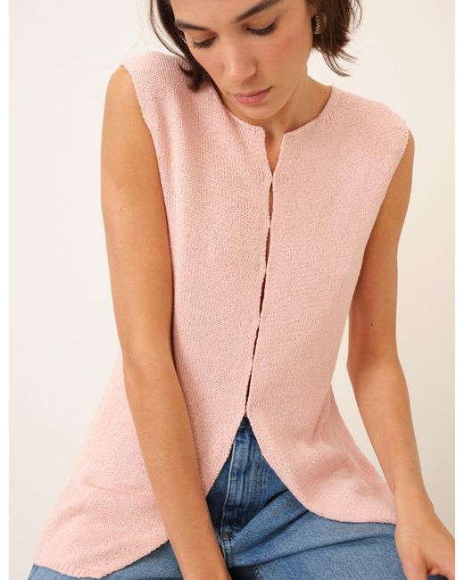 Nobody's Child Natural Linen-Blend Sleeveless Knitted Top