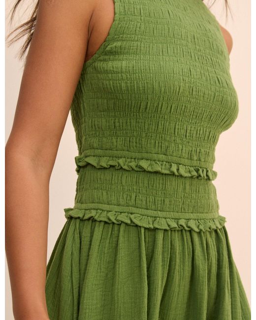 Nobody's Child Green Shirred Bodice Ingrid Midi Dress