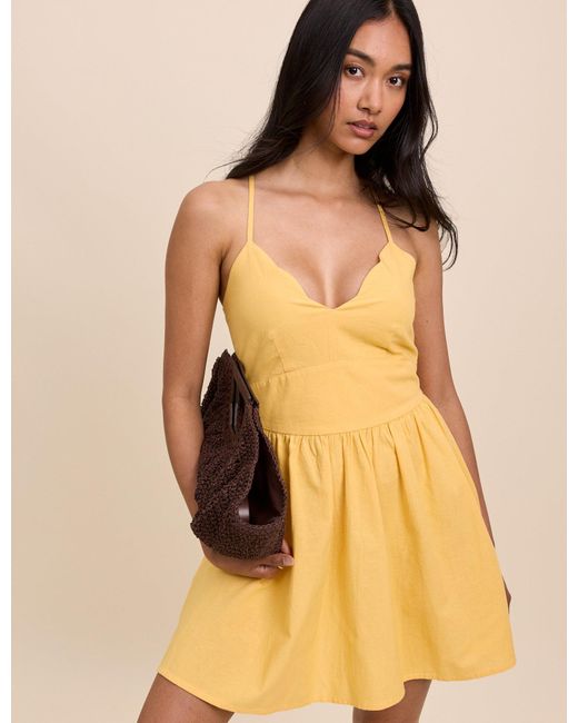 Nobody's Child Yellow Scallop Trim Jenna Mini Dress