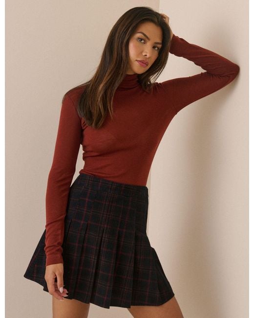 Nobody's Child Brown Merino Wool Roll Neck Top