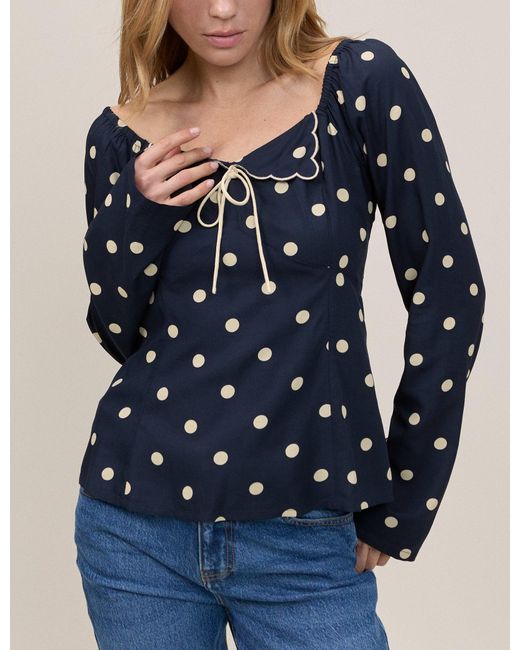 Nobody's Child Blue Polka Bow Top