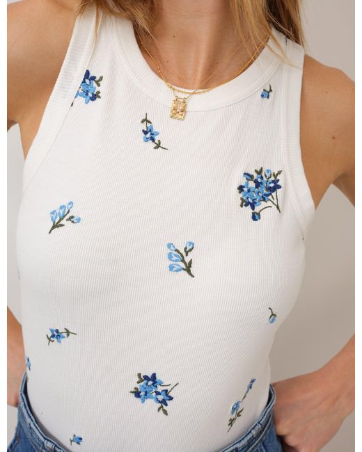 Nobody's Child White Flower Print Embroidered Vest