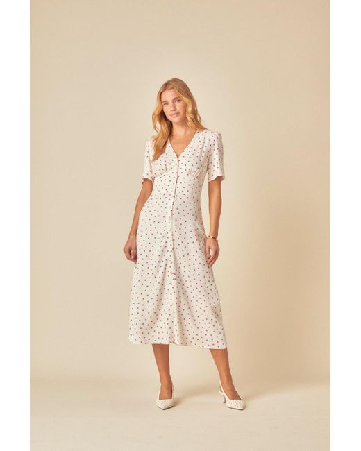 Nobody's Child Natural Polka Dot Alexa Midi Dress