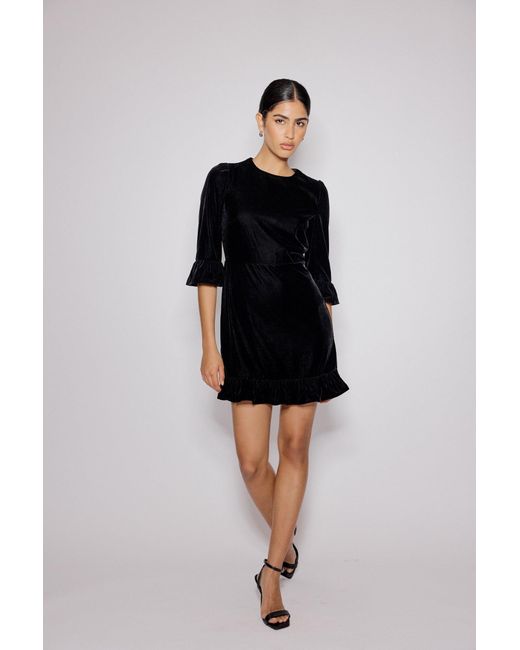 Nobody's Child Black Velvet Fleur Mini Dress