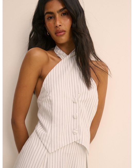 Nobody's Child Black Pinstripe Halterneck Wide Leg Nat Jumpsuit