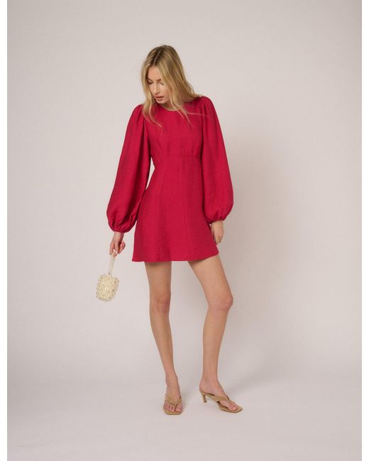 Nobody's Child Red Balloon Sleeve Nicki Mini Dress