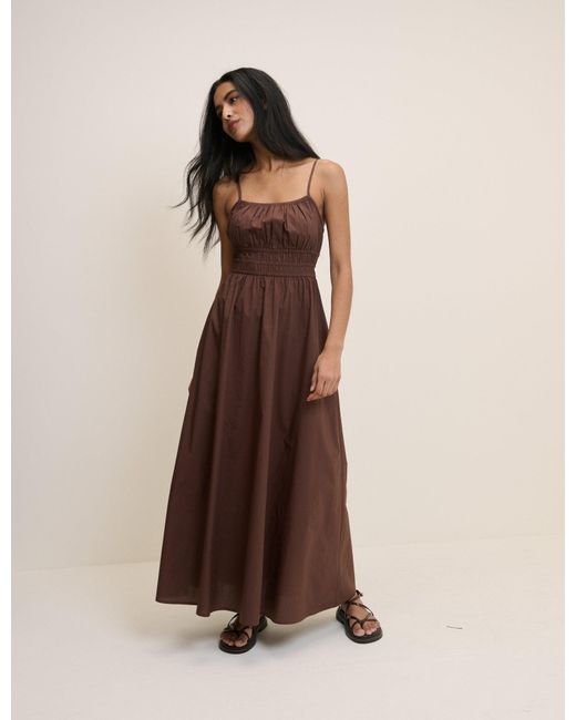 Nobody's Child Brown Shirred Jocelyn Maxi Dress