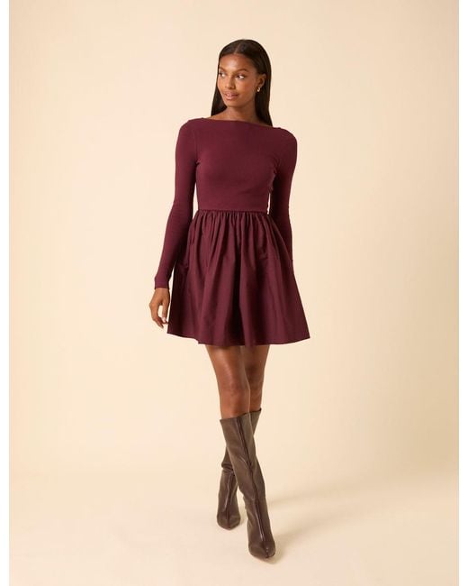 Nobody's Child Red Scoop Neck A-Line Mini Dress