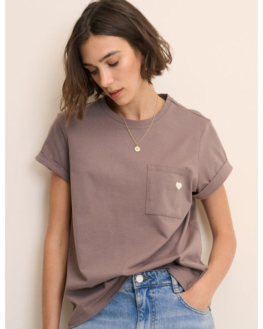 Nobody's Child Brown Heart Embroidered T-Shirt