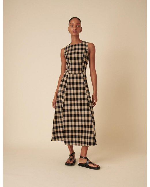Nobody's Child Natural And Check Cedar Midi Dress