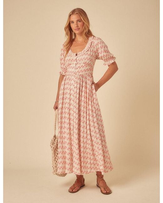 Nobody's Child Natural Printed Flossie Midi Dress