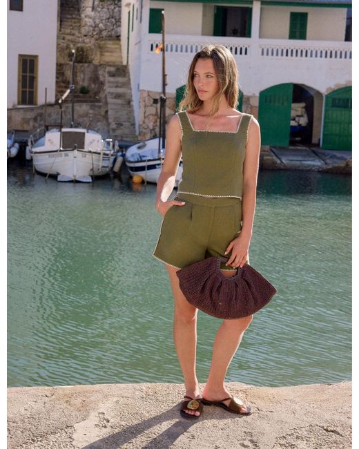 Nobody's Child Green Whipstitch Square Neck Top