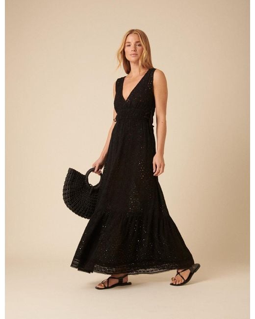 Nobody's Child Black Broderie Anglaise Maxi Dress