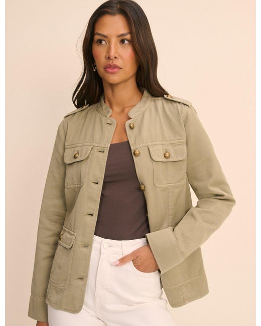 Nobody's Child Natural Sage Denim Military Jacket
