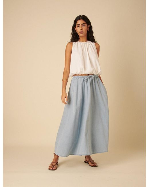 Nobody's Child Blue Light Denim Maxi Skirt