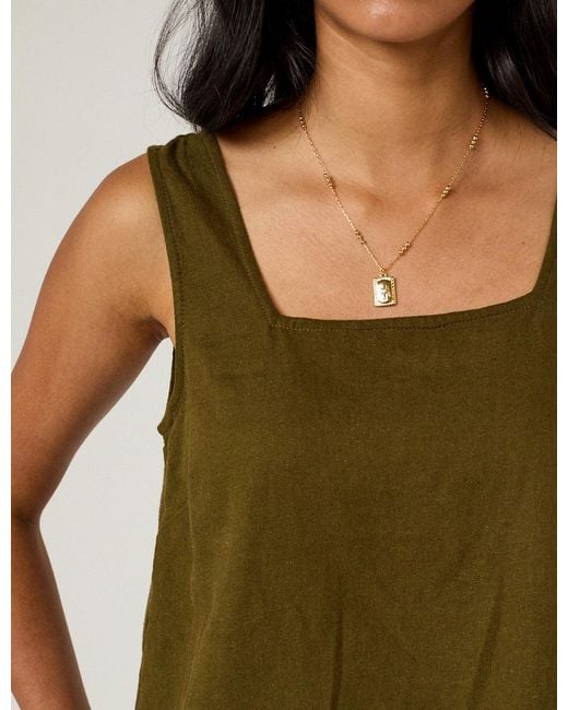 Nobody's Child Green Linen-Blend Top