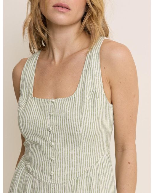 Nobody's Child Natural Pinstriped Linen-Blend Cora Jumpsuit