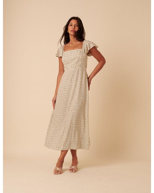 Nobody's Child Natural Ditsy Floral Elsie Midi Dress