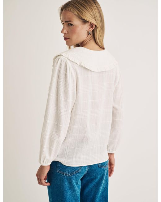 Nobody's Child White Check Frill Peter Pan Collar Blouse