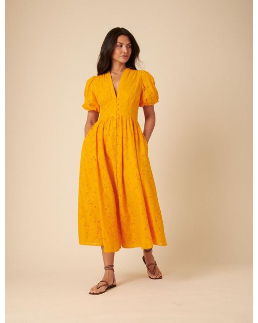 Nobody's Child Orange Broderie Anglaise Starlight Midi Dress
