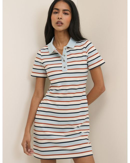 Nobody's Child White Striped Jersey Polo Collins Mini Dress