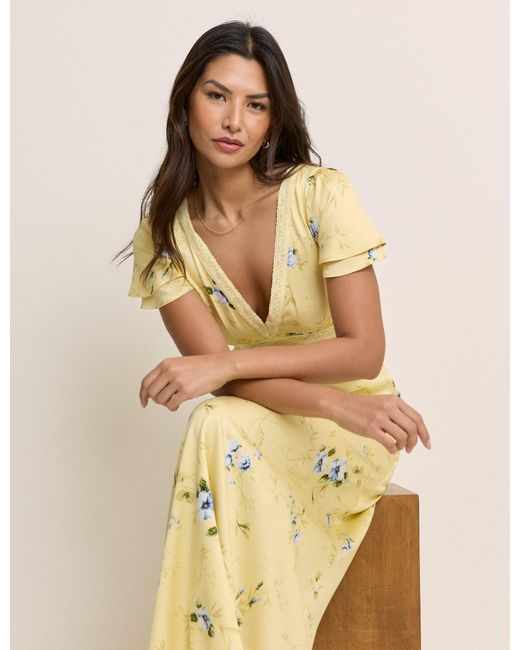 Nobody's Child Natural Floral Iris Midi Dress