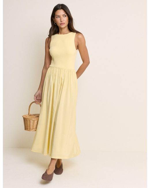 Nobody's Child Natural Ribbed Boat Neck Knitted Dress