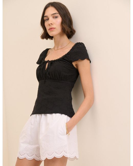 Nobody's Child Black Broderie Milkmaid Jersey Top