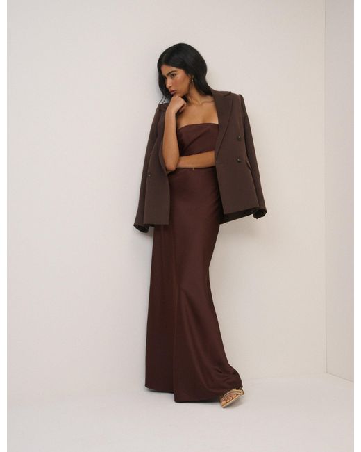 Nobody's Child Brown Satin Bandeau Arden Maxi Dress