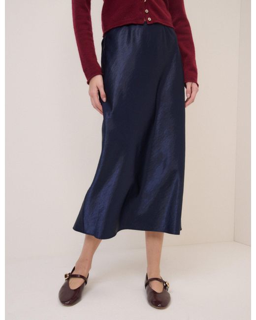 Nobody's Child Blue Satin Mila Midi Skirt