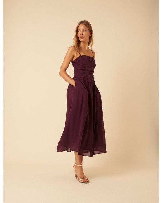Nobody's Child Natural Burgundy Bandeau Felicity Midi Dress