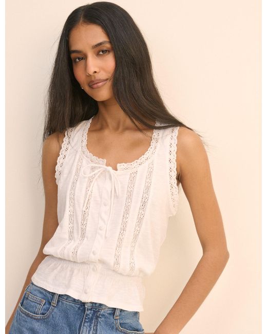 Nobody's Child Natural Lace Trim Prairie Blouse