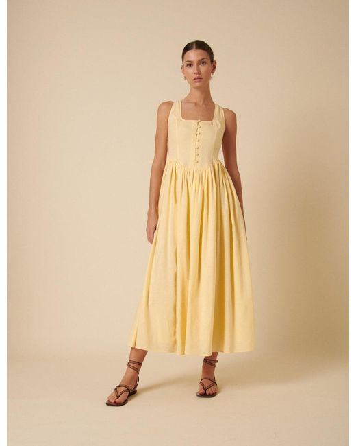 Nobody's Child Natural Butter Drop Waist Cora Midi Dress