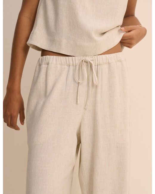 Nobody's Child Natural Linen-Blend Low Waisted Straight Leg Trousers