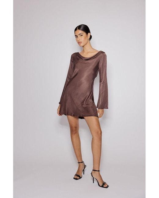 Nobody's Child Red Satin Cowl Neck Leighton Mini Dress