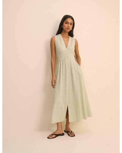 Nobody's Child Natural Pinstripe Sleeveless Starlight Midi Dress