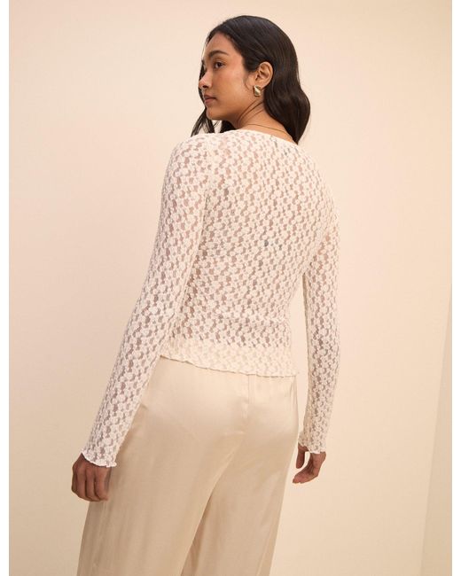 Nobody's Child Natural Lace Scoop Neck Cardigan