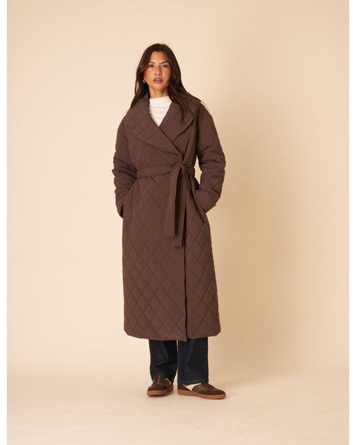 Nobody's Child Natural Quilted Tie Belt Coat