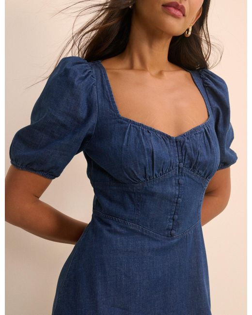 Nobody's Child Blue Dark Wash Denim Tulla Midi Dress