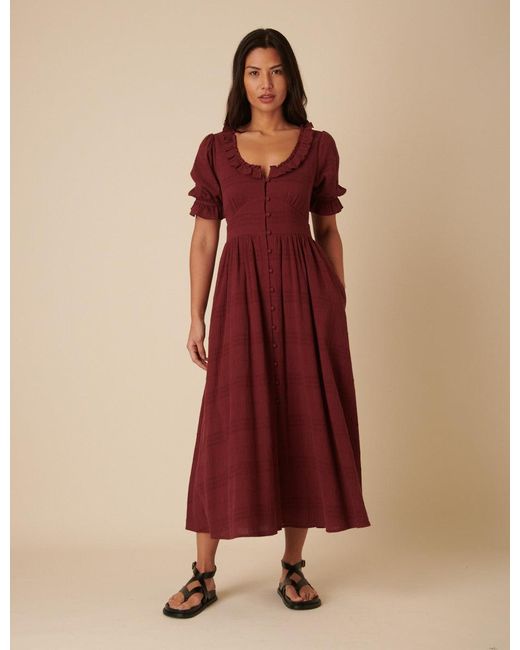 Nobody's Child Red Burgundy Flossie Midi Dress