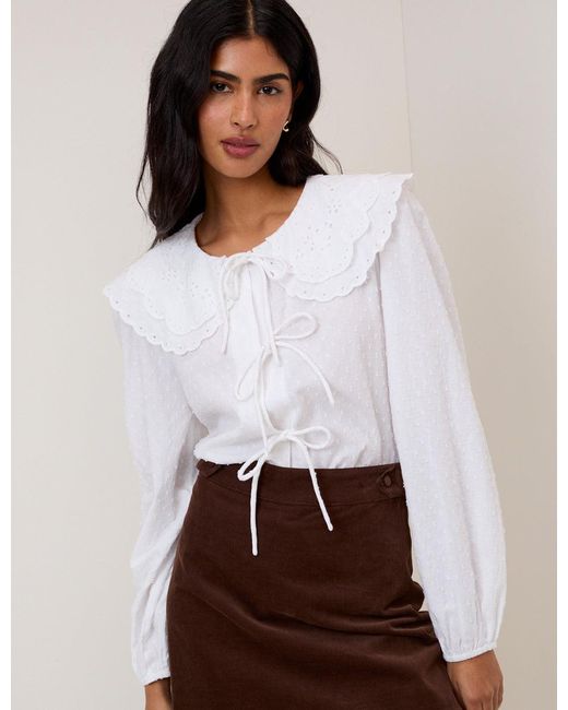 Nobody's Child Brown Peter Pan Collar Tie Front Blouse