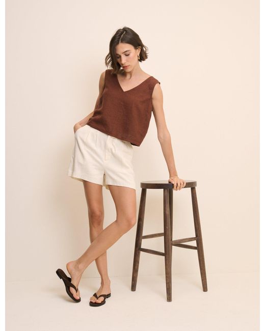 Nobody's Child Brown Linen-Blend Swing Top