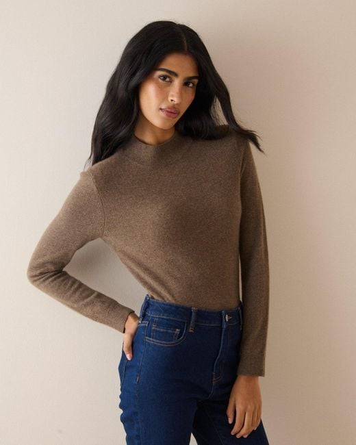 Nobody's Child Blue Cashmere Grown On Neck Jumper