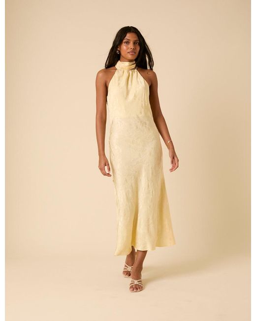 Nobody's Child Natural Butter Floral Jacquard Fifi Maxi Dress