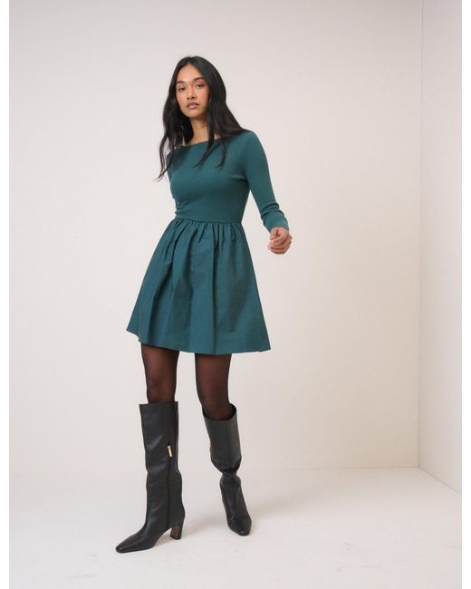 Nobody's Child Blue Long Sleeve A-Line Penni Mini Dress
