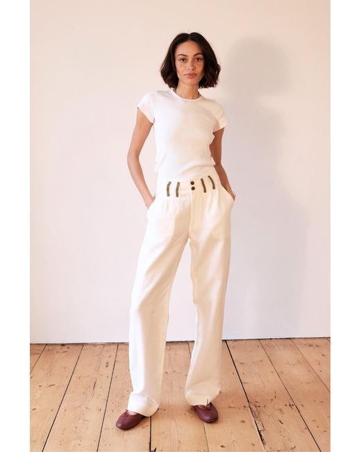 No Emotions UK Green Linen Trousers